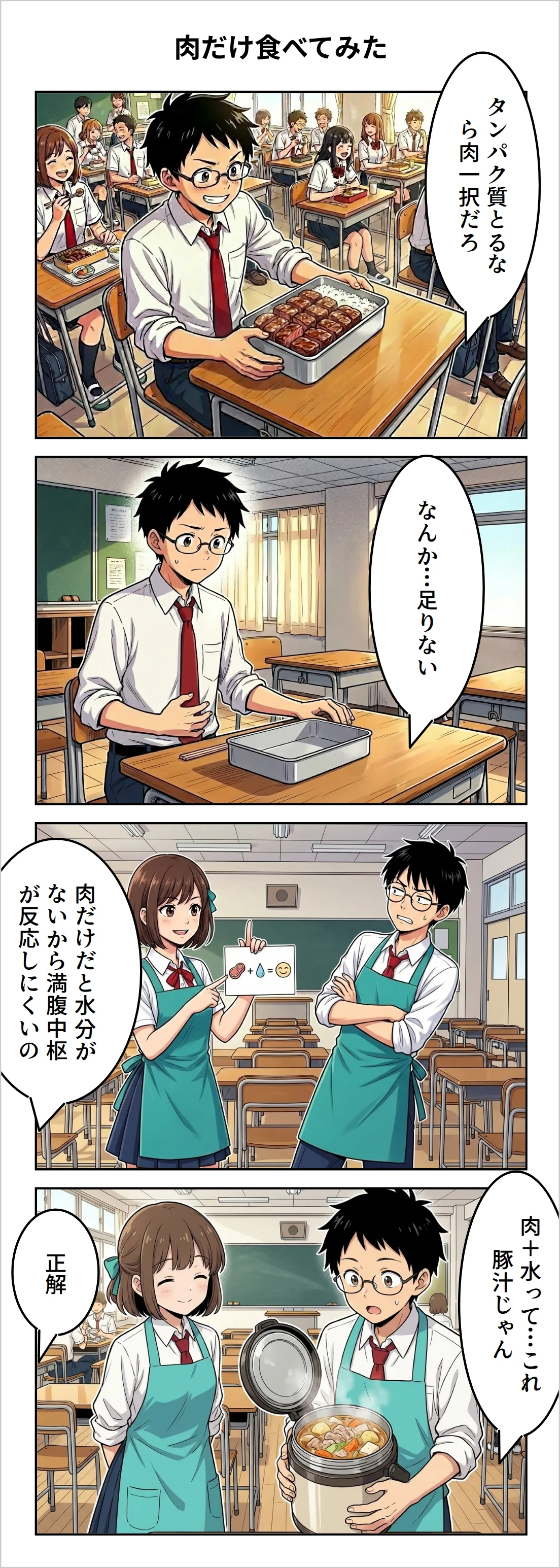 【4コマ】第23話: 肉だけ食べてみた